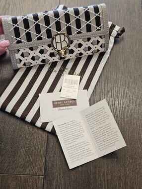 NWT Henri Bendel Miss B Slim Continental Plus Wallet White Multi With Dustbag
